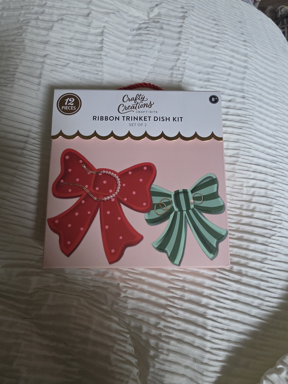 Ribbon Trinket Dish Kit - Red & Mint